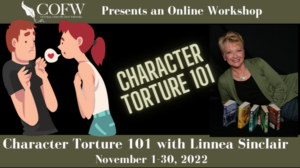 Linnea Sinclair teaches "Character Torture 101" as its November 2022 Online Workshop